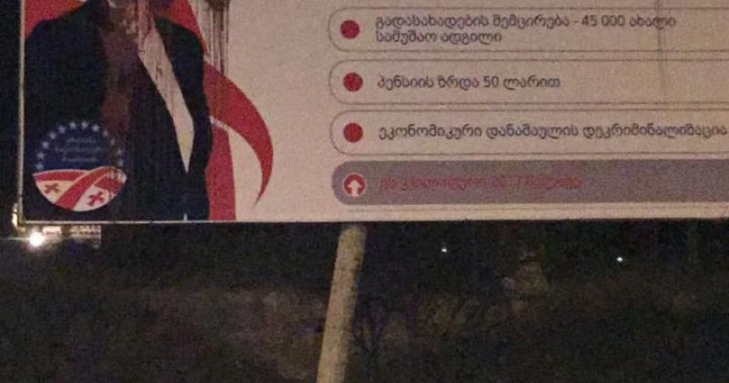 წყნეთში ელენე ხოშტარიას საარჩევნო ბანერი დააზიანეს