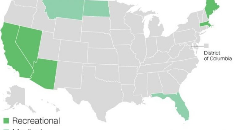 აშშ-ის 5 შტატში ამომრჩევლები აზრს მარიხუანას ლეგალიზაციაზეც აფიქსირებენ