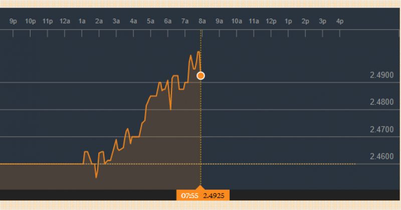 Bloomberg-ის სისტემაში დოლარის ღირებულება 2.49 ლარი გახდა