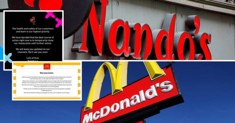 McDonald's და Nando's დიდ ბრიტანეთში დროებით ყველა ობიექტს კეტავენ