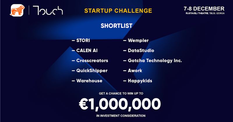 (რ) Touch Summit-ის Startup Challenge-ის შორთლისთი ცნობილია – სამიტის გენერალური პარტნიორი BOG-ია 