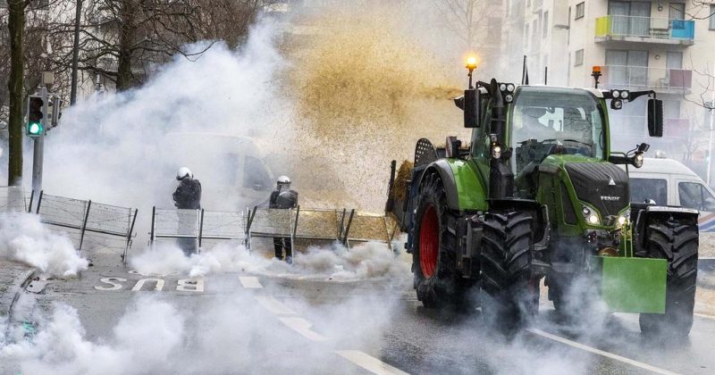 ბრიუსელში ფერმერებსა და პოლიციას შორის შეტაკება მოხდა
