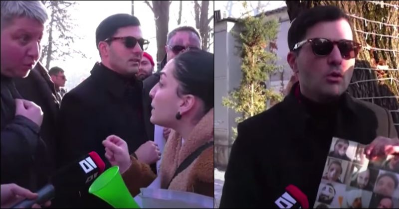 ხაშურში საახალწლო ღონისძიებაზე აქციის მონაწილეები ნაცემი ადამიანების ფოტოებით მივიდნენ