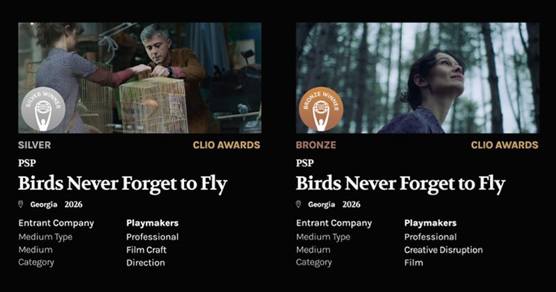 PSP-ს კამპანიამ "ჩიტებს ფრენა არ ავიწყდებათ" CLIO Awards-ის 2 ჯილდო მოიპოვა (რ)
